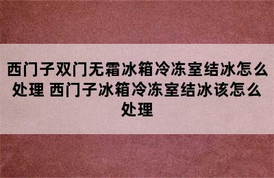 西门子双门无霜冰箱冷冻室结冰怎么处理 西门子冰箱冷冻室结冰该怎么处理